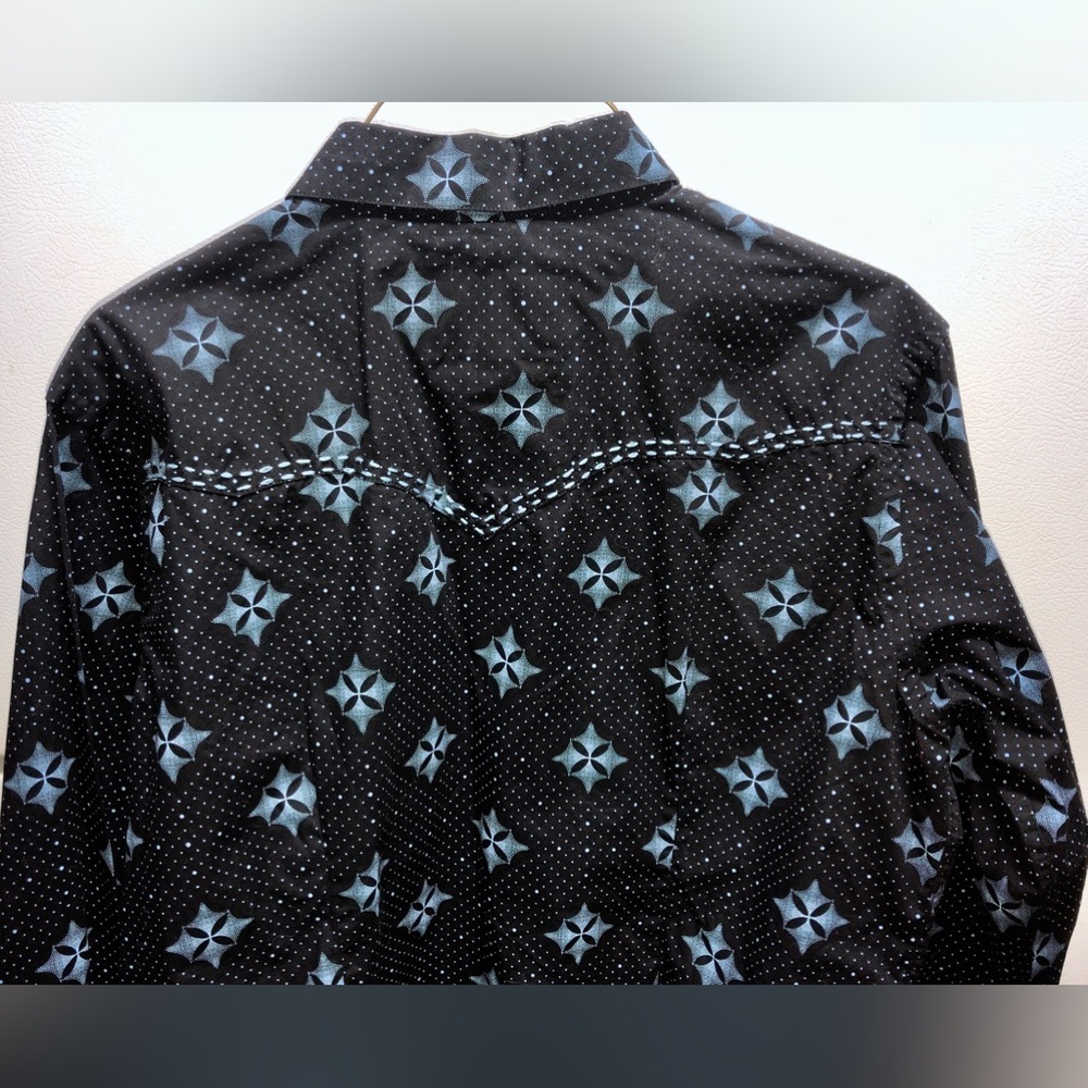 💫Panhandle Slim Roughstock Geometric Snap Down Shirt - Picture 13 of 15